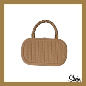 SHEIN Twisted Handle Quilted Satchel in Beige